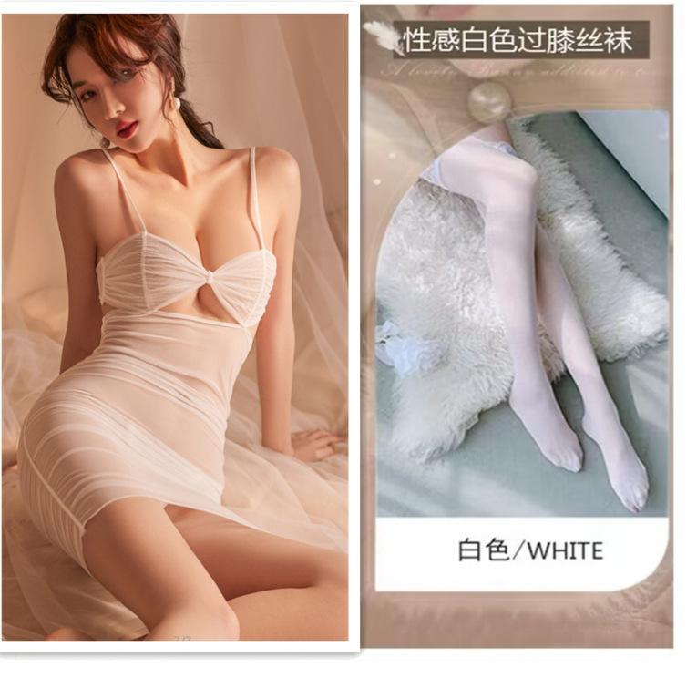 Sexy underwear Sexy women's mesh transparent lure uniform confusing hollow pure desire small chest backless elegant nightdress
