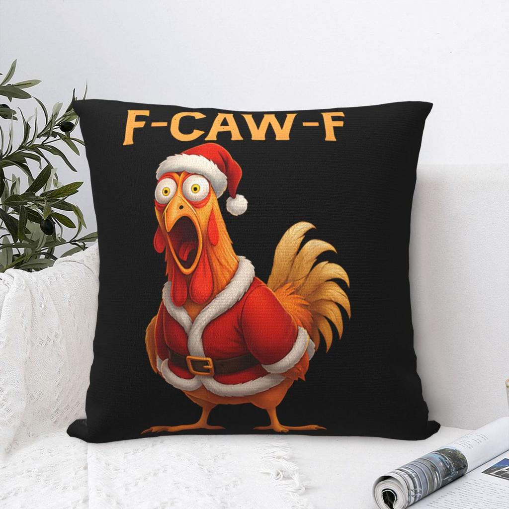 Funny Rooster F-Caw-F Santa Chicken F-Caw-F Christmas Pillow Case Morden Pillow Cover Soft Printed Cushion Cover Pillowcases