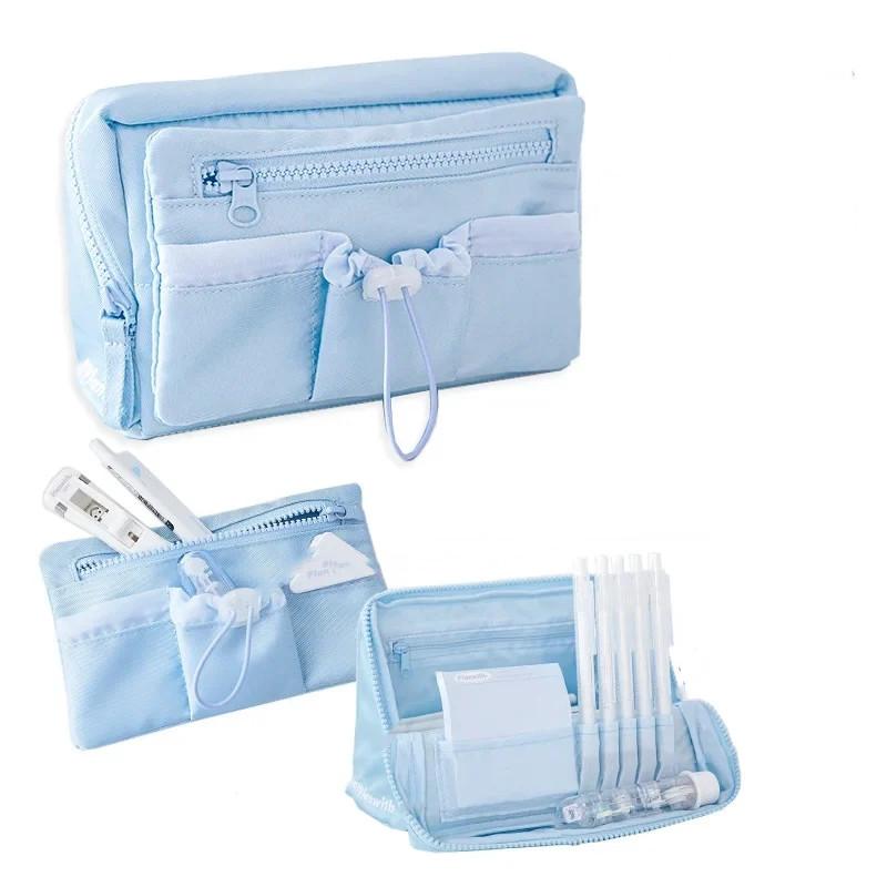 

Настольная обучающая сумка, настольный многофункциональный обучающий пенал большой емкости, сумка для хранения, милый пенал синий