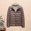 Autumn and winter light down jacket women's stand-up collar short white duck down fashion slim and light jacket large size winter clothing