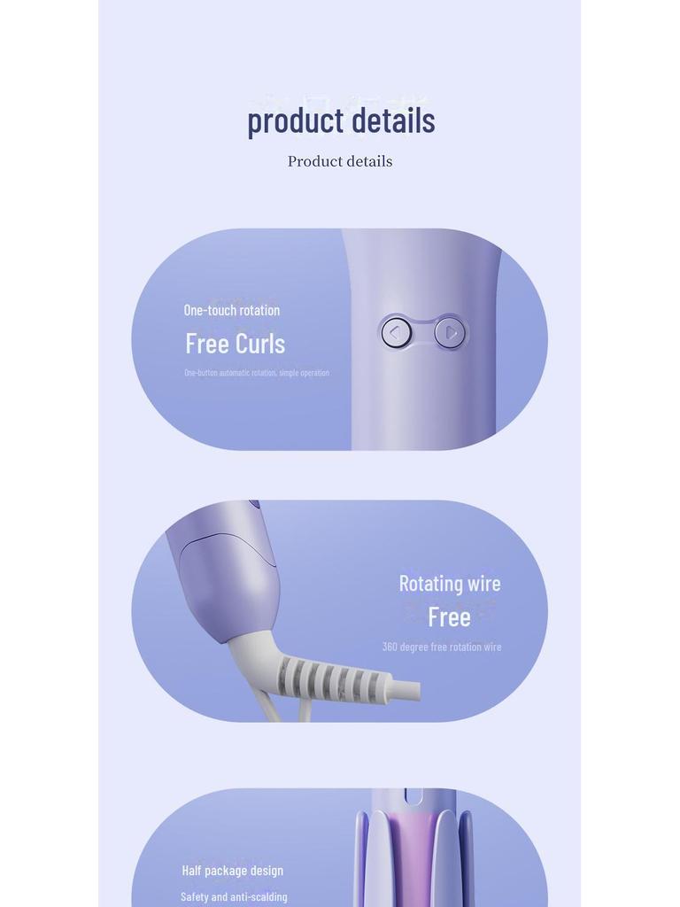 32mm Automatic Curling Iron for Big, Long-Lasting Curls - Hair Care Without Damage, Effortless Electric Styling.