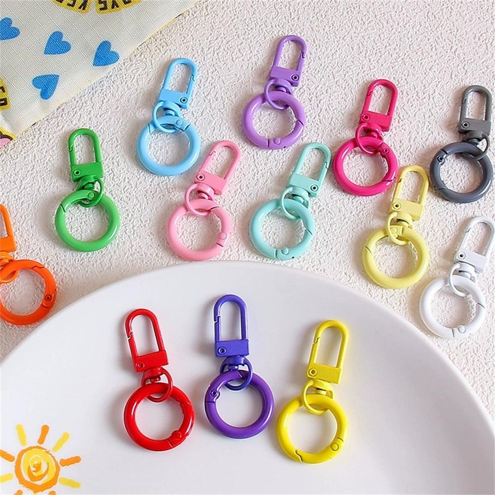 5/10/30pcs Keyring Lobster Clasp Spring Buckle With Buckle Colored Keychains For DIY Jewelry Making Key Ring Hooks Bags Buckle