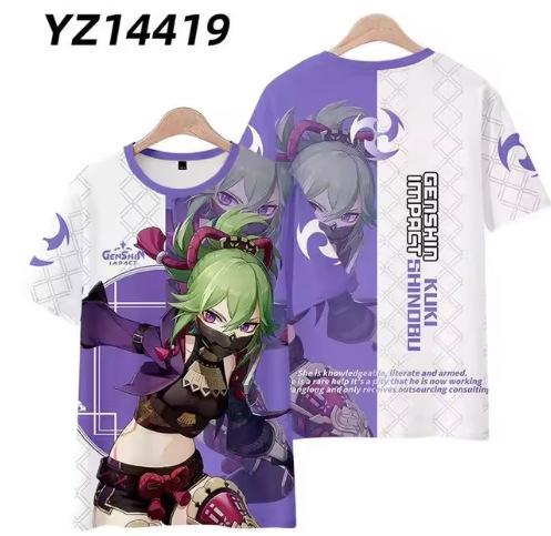 Genshin Impact Kuki Shinobu T-shirt men's and women's cosplay clothes 3D printed top