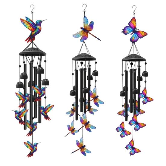 Metal Wind Chime for Outside Butterfly/Red Bird/Hummingbird Hanging Windchimes for Garden Patio Backyard Decor