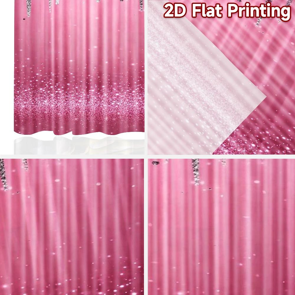 2D flat printing 2pcs Curtain Window Curtains Birthday Pink Roses Sparkle Digital Printed Polyester Drapes Party Decorations Use