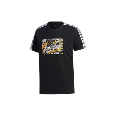 Neo Casual Atmungsaktives Sport-Streifen-Print T-Shirt Herren Tops Schwarz GK5871