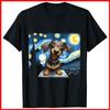 Funny Dachshunds Sausage Dogs In a Starry Night Black Cotton T-Shirt S-5XL