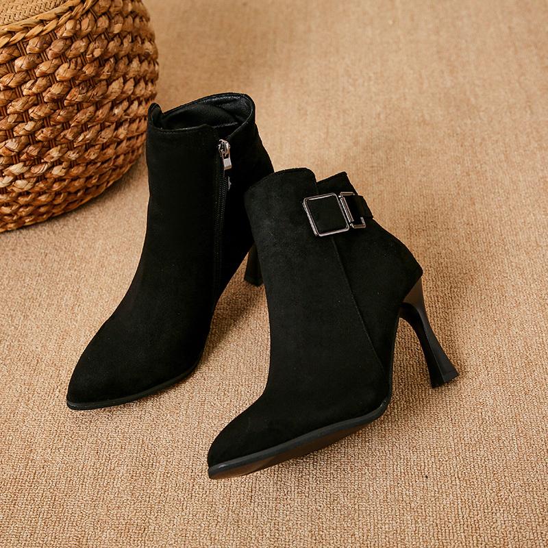 Fashion Aphixta Faux Suede Women Ankle Boots Sexy 8cm High Heels Zipper Close Modern Boots Shoes Woman Boats Botines Para Mujeres Size42