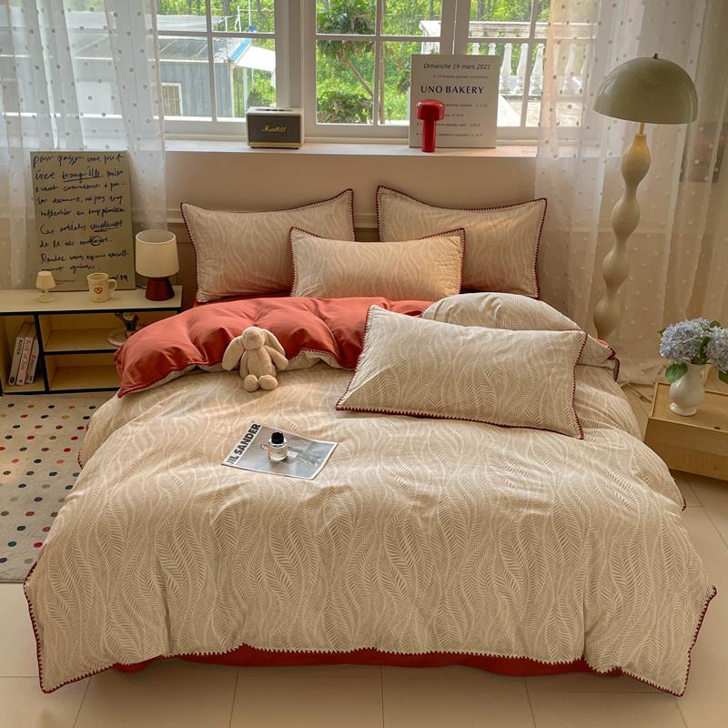 

Утолщенный хлопковый постельный комплект с дизайном «Треугольная игла» в стиле инс - Пододеяльник Наволочка и Набор простыней Flat Sheet&Single 150x200cm