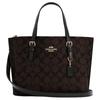 Handbag Mollie Zipper Closure Coated Canvas and Leather Tote Bag Tote Bag Shopping Bag Portable Crossbody Shoulder Bag 25 Women's Dark Brown