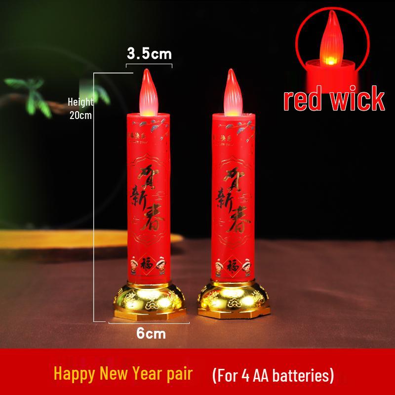 Red LED Battery-Operated Candle for Buddha Offering and God of Wealth Ornament