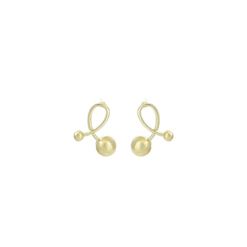Gold Brushed Cross Bead Small Stud Earrings, Light Luxury High-End Simple Temperament Earrings