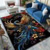Golden Phoenix with Floral Elegance Patterned Carpet, Suitable As a Non Slip Play Mat for the Living Room and Bedroom Sofa