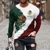 Mexico Eagle Flag 3D Print Men Long Sleeve T Shirt Fashion Comfortable  T-shirt Casual O-neck Pullover Autumn Loose Men's Tops