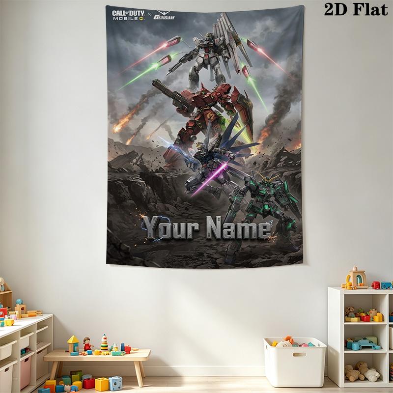 Name Custom Gundam Art Wall Tapestry Aesthetic Wall Hanging Printed Fabric Blanket Decorative Tapestries for Bedroom Living Room Home Decor