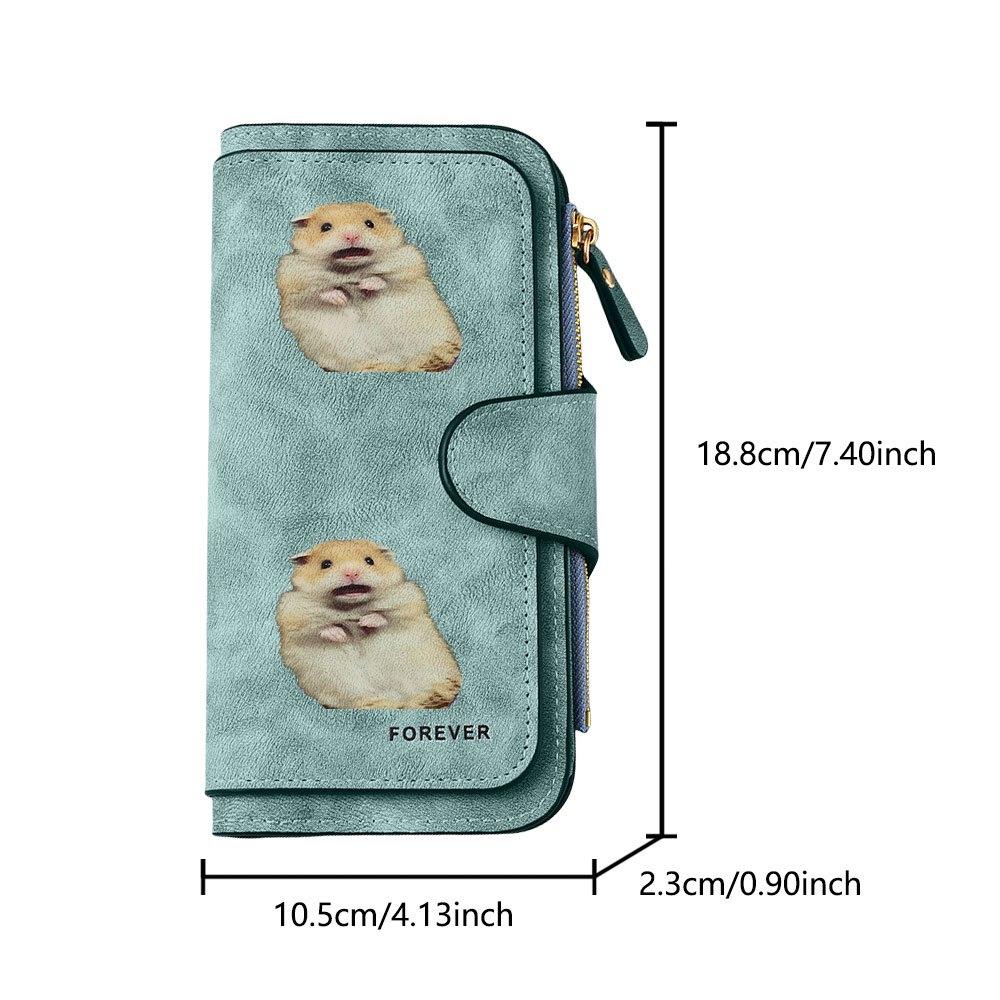 Surprise Hamster Pattern Long Zipper Wallet, Large Capacity Card Holder, Unisex Clutch Bag, Fashionable Zipper Coin Purse, Suitable for Daily Use, A