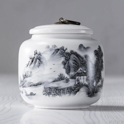 

Creative Ink Painting Ceramic Storage Jar with Lid Sealed Tea Tin Candy Coffee Food Jar Storage Container Home Decoration Modern