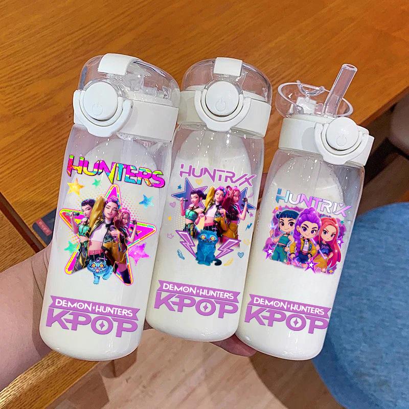 400ML-600ML Animated Movie K-Pop: Demon Hunters HUNTR/X Plastic Large Capacity Water Cup Bottle Gourde Drinking Bottle Gifts