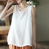 Women Vest Round Solid Color Tank Loose Fit Tops Solid Color Neck Sleeveless Thin Sport Vest