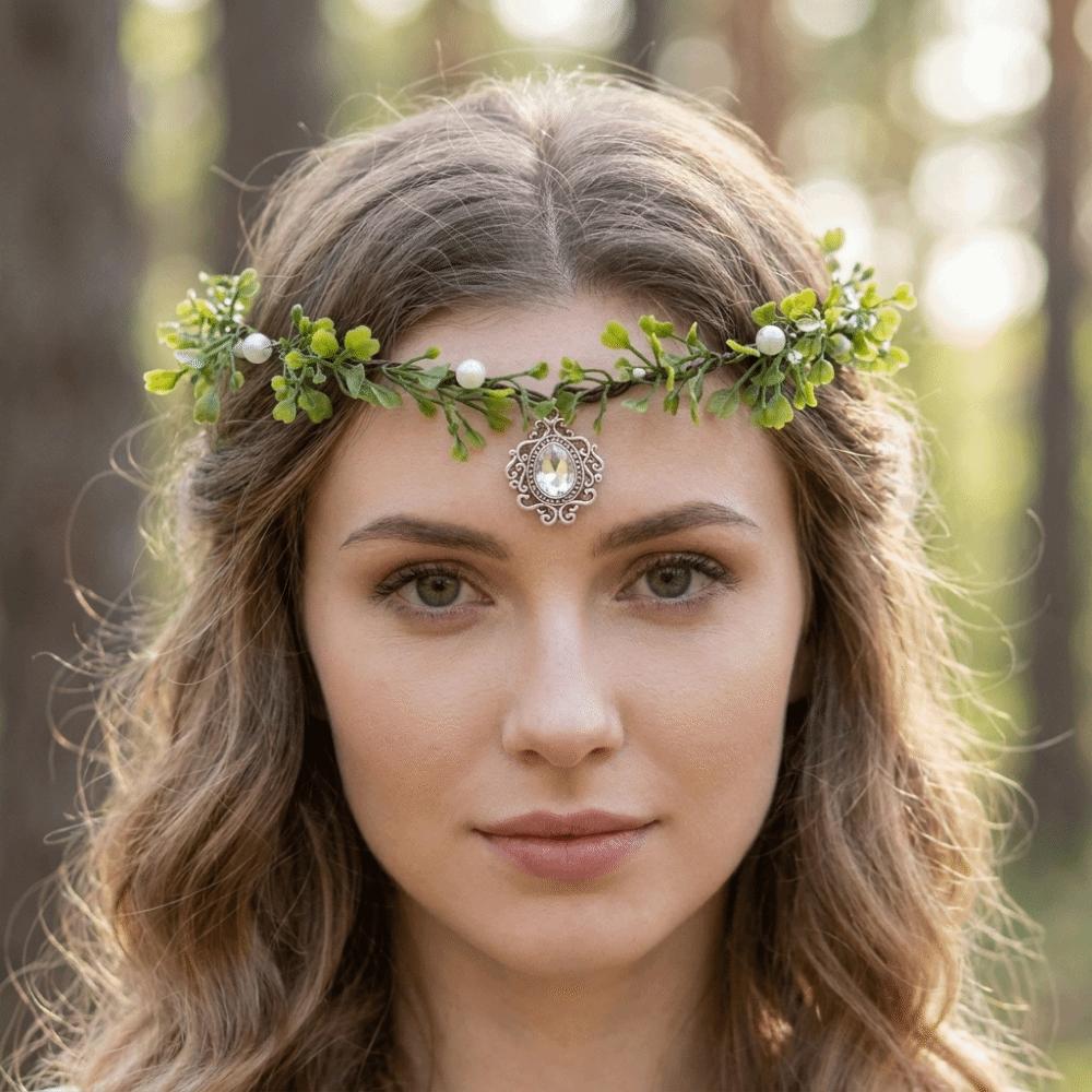 Leaf Wreath Elf Headband Simulate Tree Leaves Elven Princess Tiara Fairy Headpiece Flower Fairy