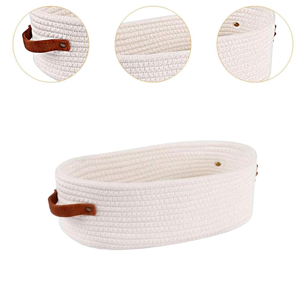 Cesto intrecciato in corda di cotone Contenitore organizer per bagno Contenitore portaoggetti Cesto portaoggetti multifunzionale per piano tavolo Decorazione in stile rustico