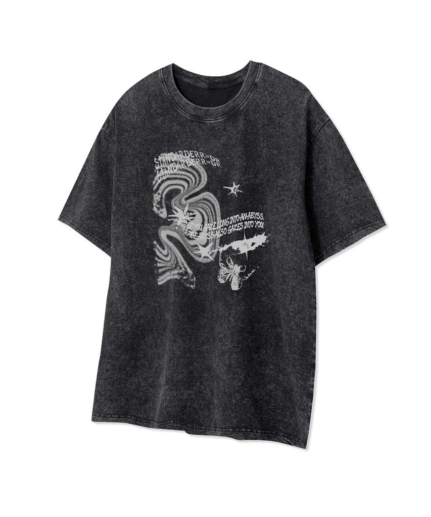 STANDARDERROR 87-Stan333 Y2K Cyber Butterfly Crack Pigment Short Sleeve T-Shirt (4 Colors)