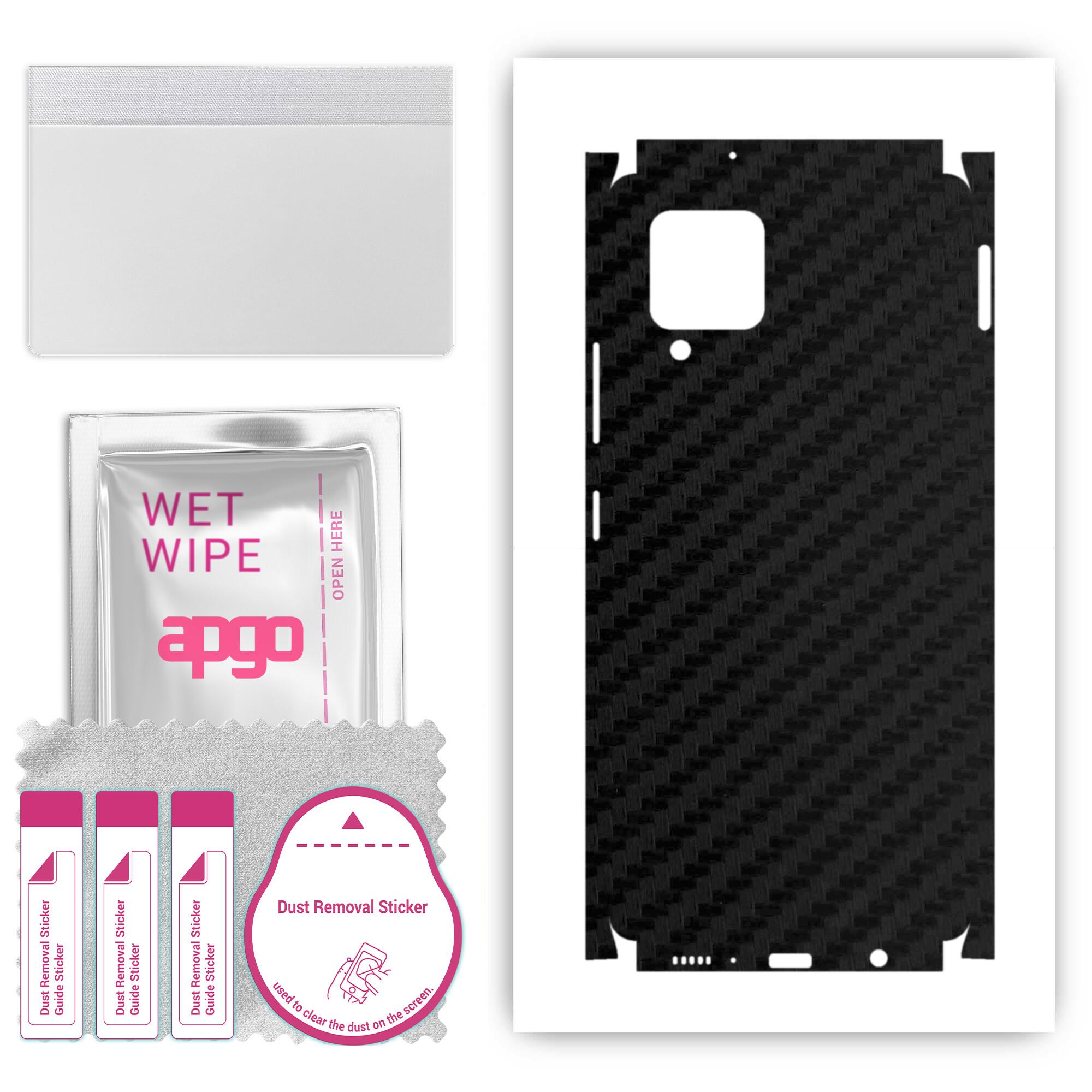 

apgo Protective Skin Sticker for the back+sides compatible with Samsung Galaxy A42 5G, Full Wrap Film, Foil, Vinyl - Pattern Carbon Black