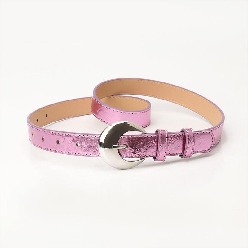 Womens PU Leather Belt With Round Alloy Pin Buckle Stylish Waistband Dresses Jeans Casual Outfits