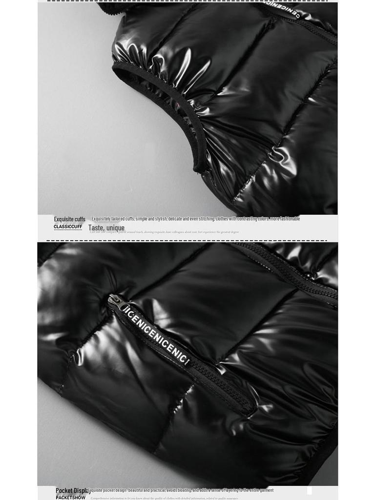 Męska Zimowa Kamizelka Bawełniana - Pogrubiona, z Nadrukowanym Logo