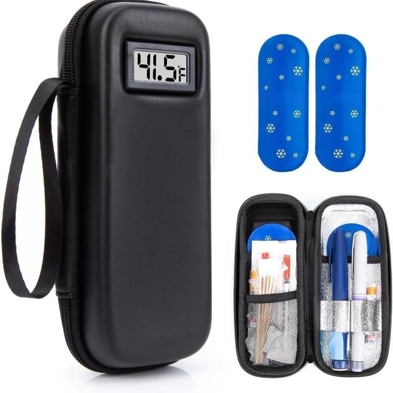 Insulin Cooler Travel Case with Thermometer Display Waterproof Medicine Organizer Bag Insulin Cooling Bag for Diabetics