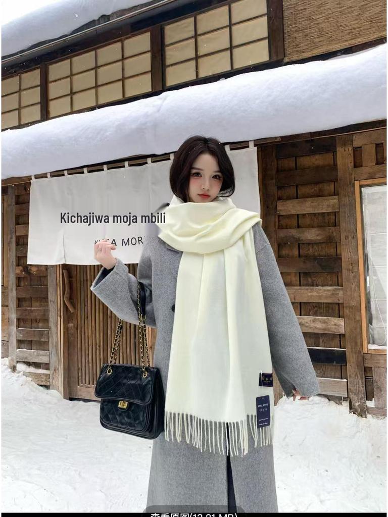 2025 New Korean-Style Women's Christmas Zodiac Red Shawl - Warm Winter Scarf