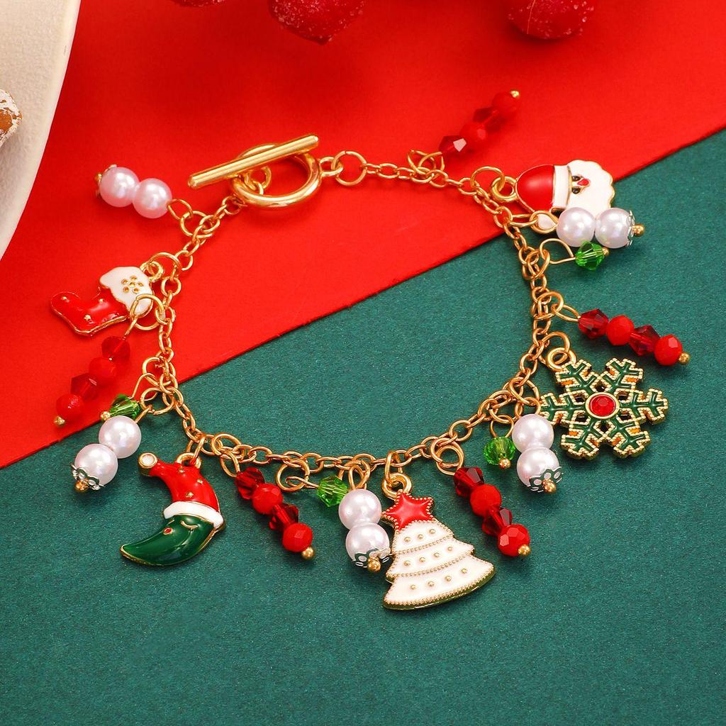 Christmas Women's Bracelet: European & American Creative Snowflake, Reindeer, Bell, Santa Claus Drawstring Design