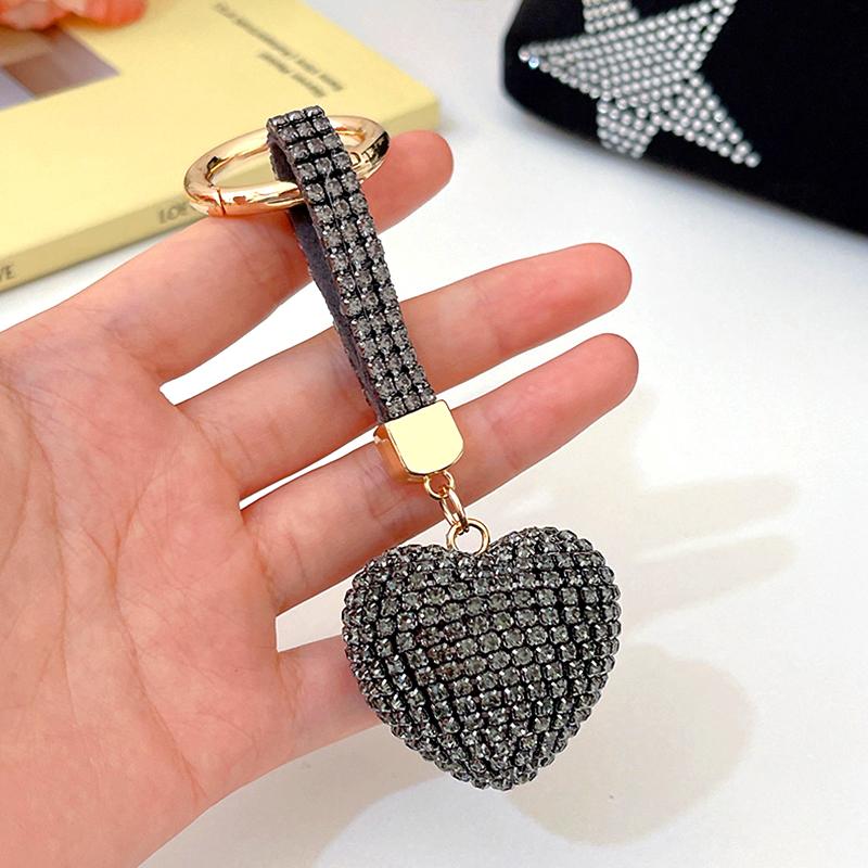 1Pc Handbag Pendant Valentine's Day Metal Ins Style Rhinestone Crystal Gift Keychain Car Key Pendant Heart-shaped Key Ring