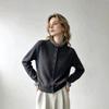 Damen S Langarm Strickjacke mit Rüschenbesatz Vintage Pullover