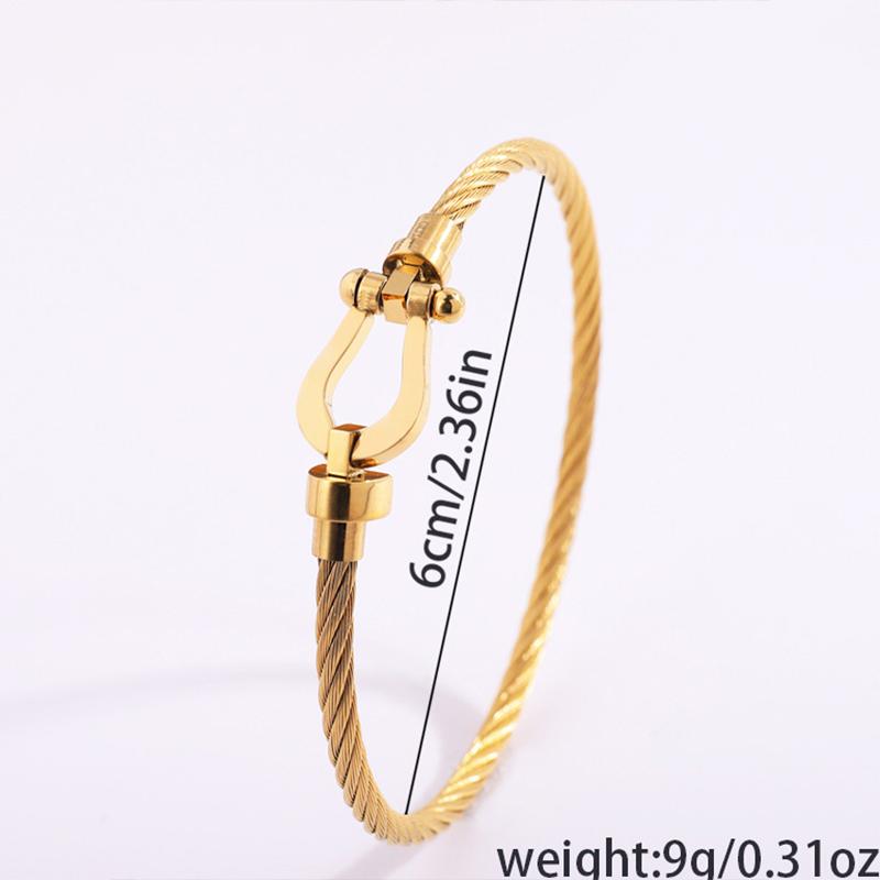 

Women Fashion Able Minimalist and Colorfast Bracelet Golden Magnetic Thread Horseshoe Bracelet Titanium Steel Bracelet Gold