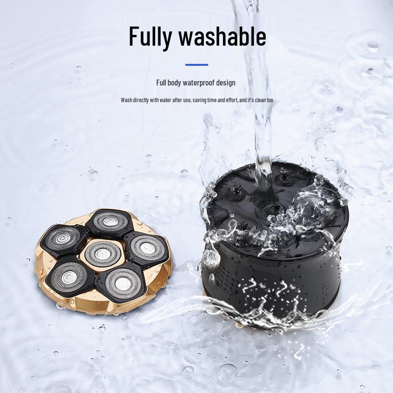 High-Power Magnetic Electric Shaver for Head & Beard with Six Blades