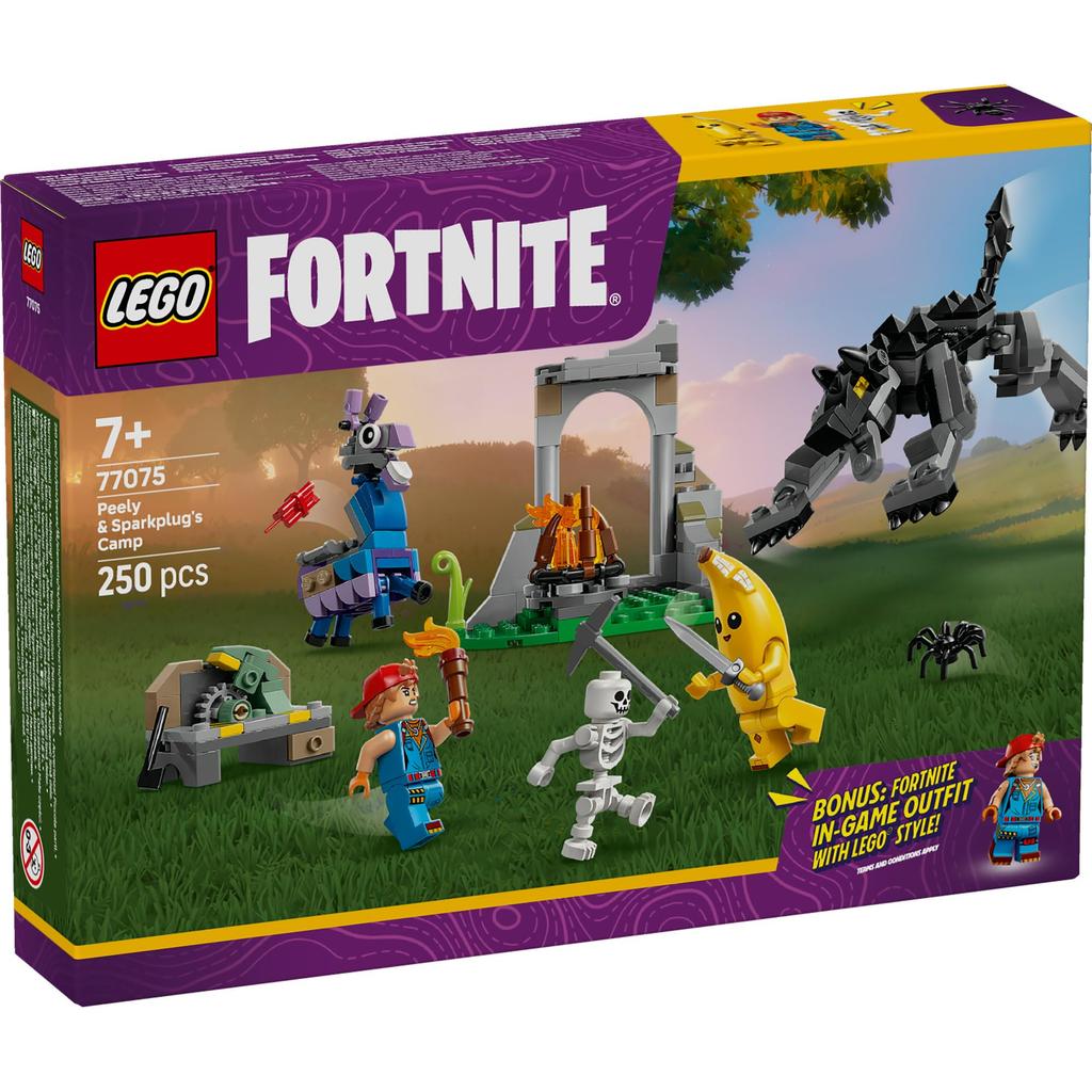 LEGO Fortnite Peely and Sparkplug Campsite Toy - Birthday Present - Building Blocks - Boys, Girls, Children Ages 7, 8, 9 - Elementary School Students