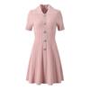 2026 European & American Coco-Inspired Knit Dress: Short Sleeve, A-Line Skirt, French Lapel