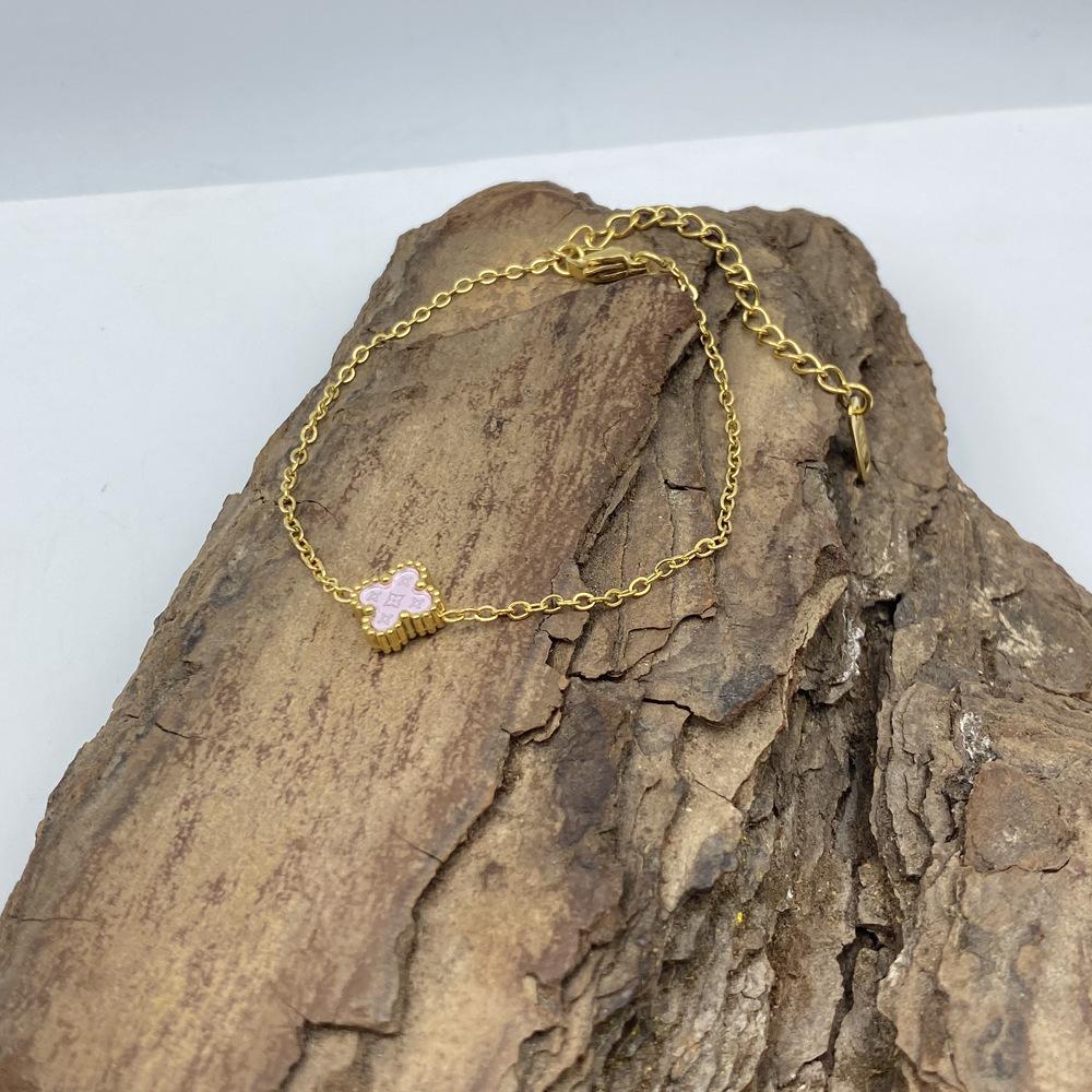 Bransoletka ze stali tytanowej 9 mm, czterolistna koniczyna, wzór gwiazdy, szczęśliwa czterolistna koniczyna