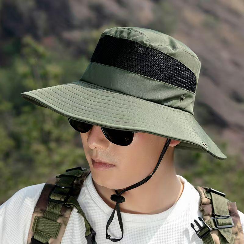 New Summer Mesh Breathable Bucket Hat Men's Outdoor Hiking Hat Women's Big Brim Sun Hat Benny Hat