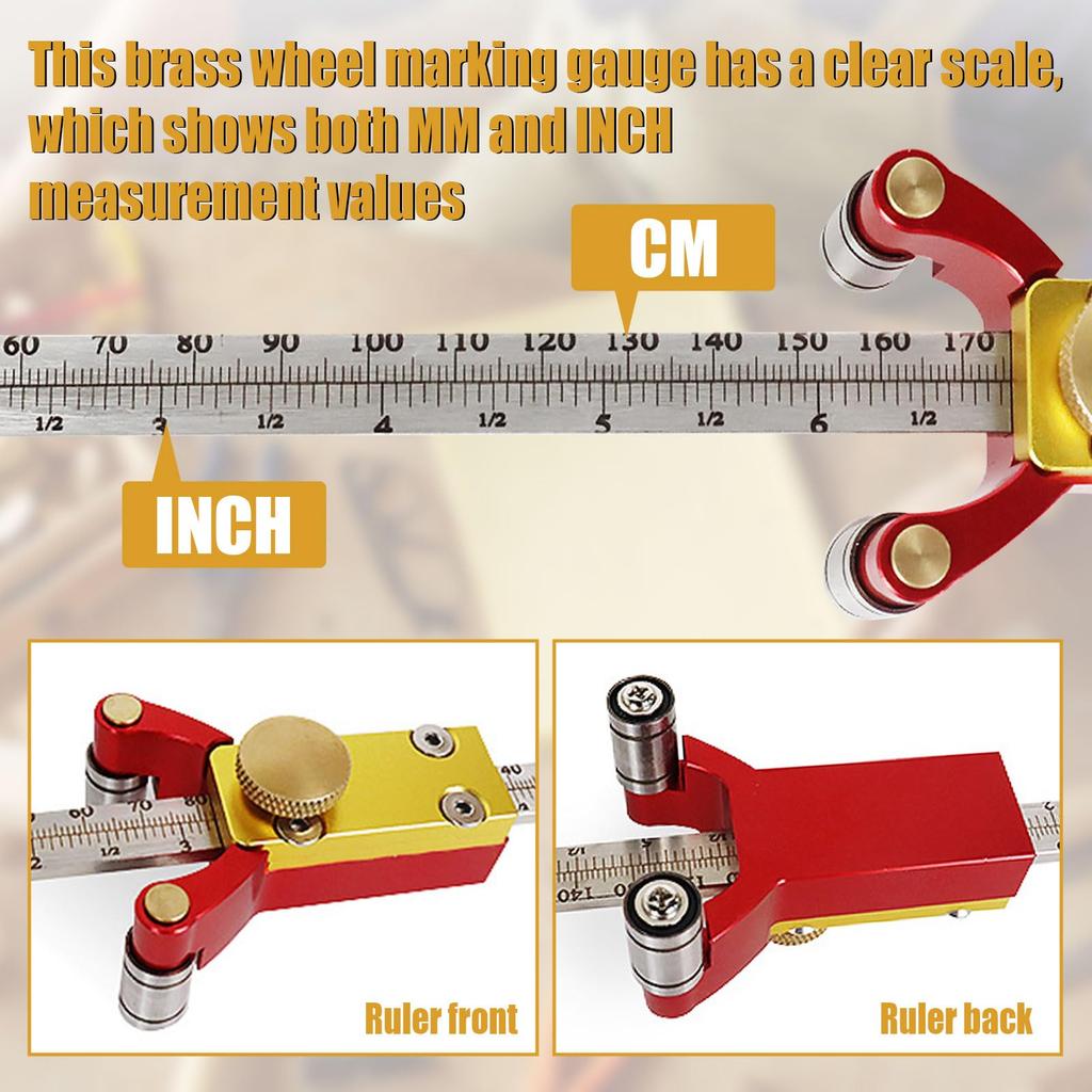 3 In 1 Woodworking Marking Gauge Parallel Line Scriber Arc Line Drawer Height Gauge Inch Measuring Tool