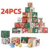24 Stück/Set Weihnachtskalender Box Kraftpapier Süßigkeitenbox 24 Tage Countdown bis Weihnachten Geschenkboxen Navidad Neujahrsdekorationen
