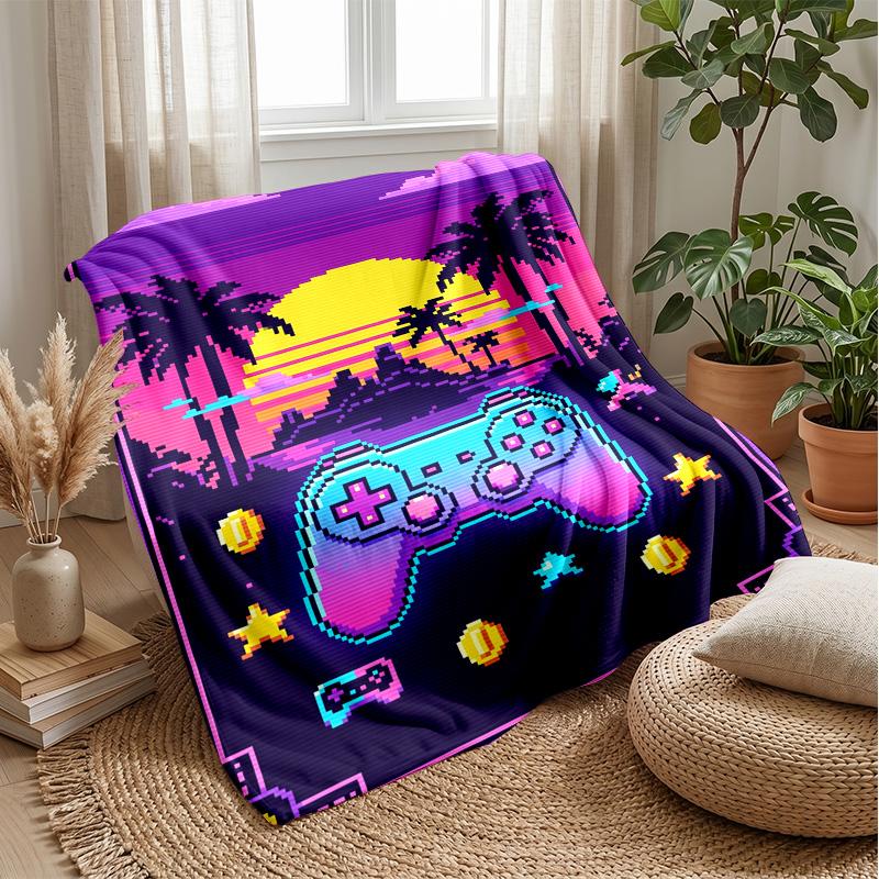 Pixel Game Controller Design Theme blanket Lightweight Warm Flannel Blanket Decorative Throw Blanket for Home Decoration