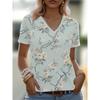 vintage women leopard print t shirt stripe short sleeve v neck tops comfortable t-shirts
