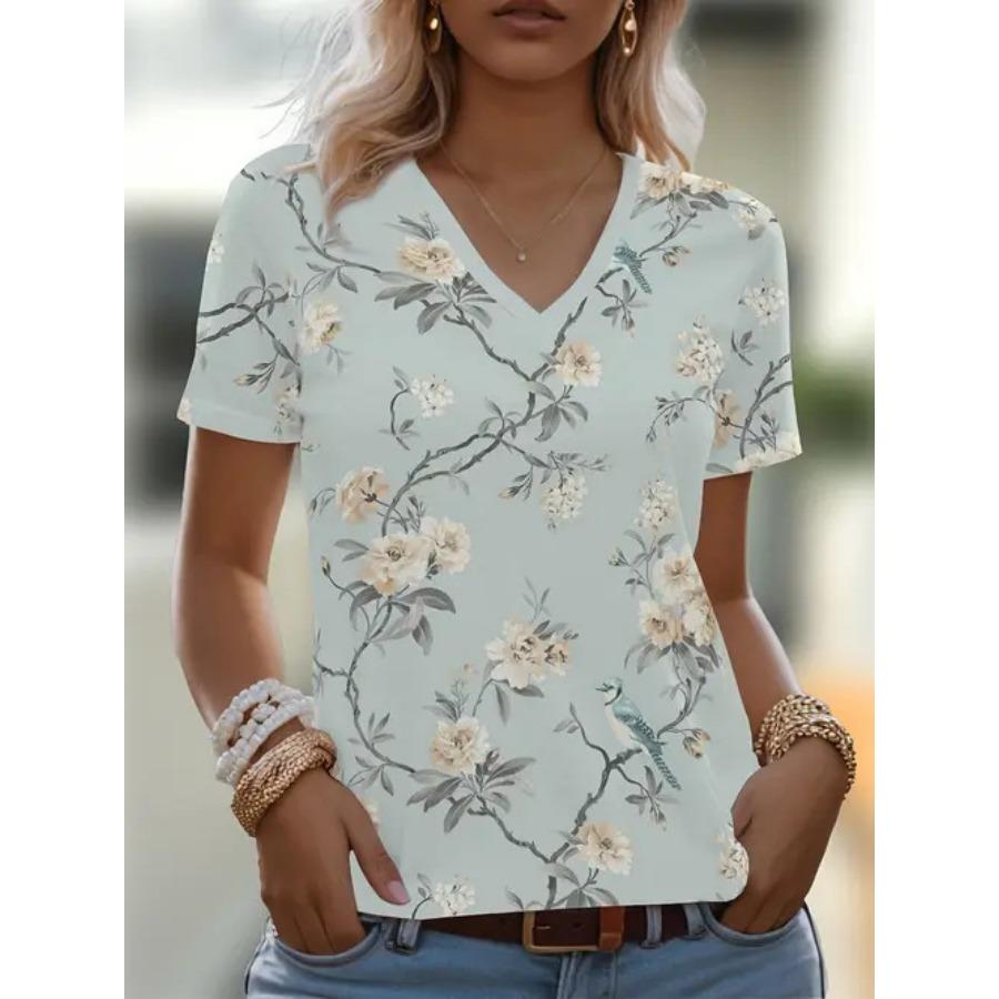 vintage women leopard print t shirt stripe short sleeve v neck tops comfortable t-shirts