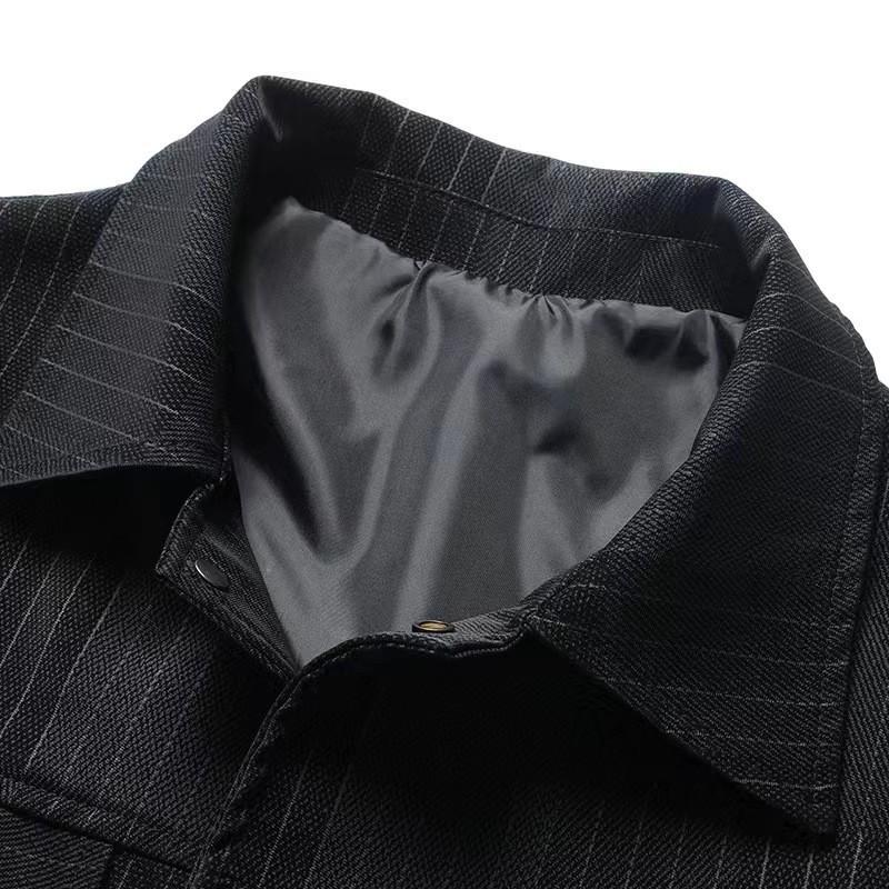 Herren Kunstleder Sterne Patches Denim Lederjacke Streetwear Streifen Schlank Oberbekleidung