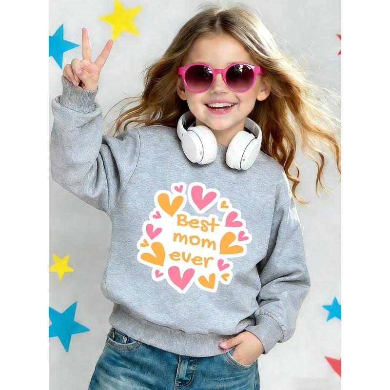 Mother'S Day Print Pattern Girls' Round Neck Sweatshirt 0-3 Years Comfortable And Durable Best Choice for Baby Outdoor