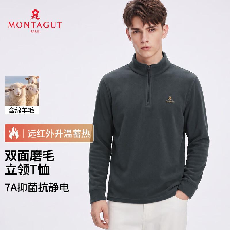 Montagut Men's Anti-Static & Antibacterial Long-Sleeve Thermal Mock Neck T-Shirt