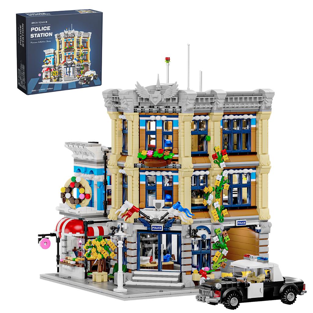 Brick Town Police Station House Buildings Sets,City Apartment Store Model Modular Buildings Blocks Gift for Adults Kids 3200PCS