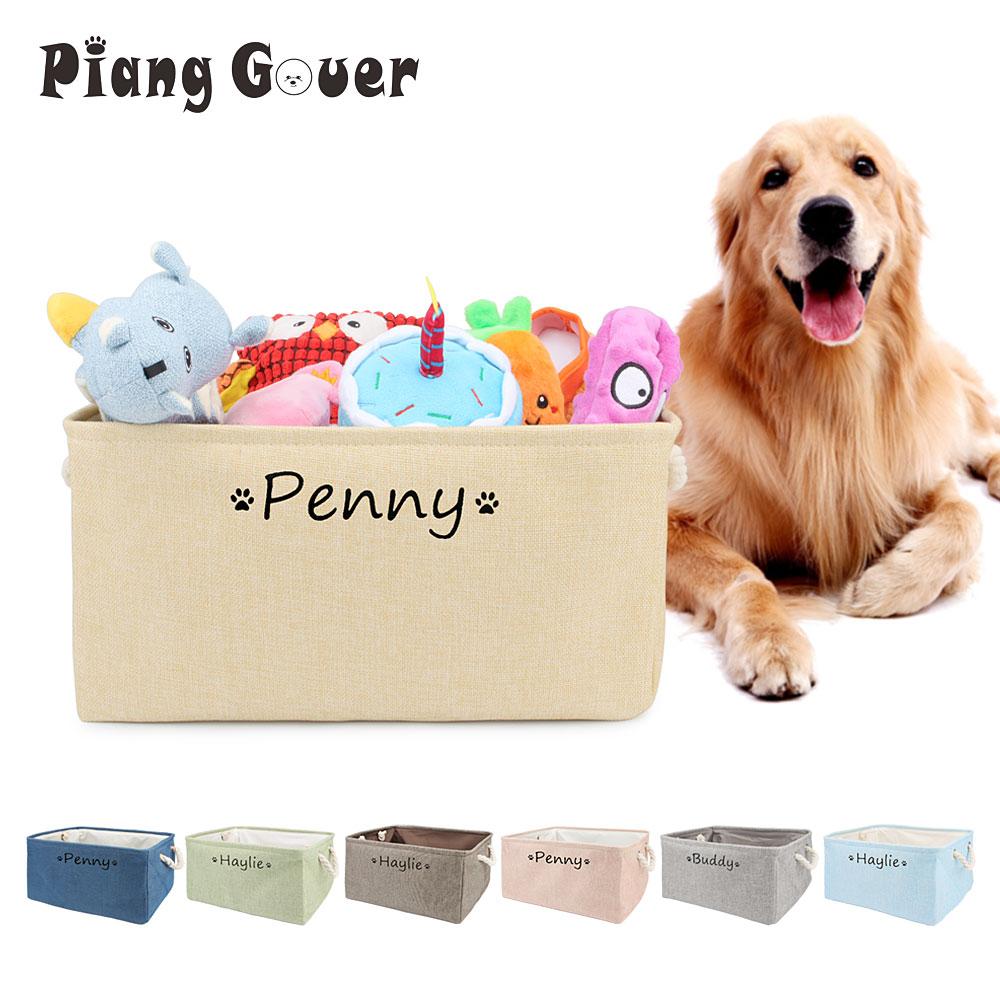S/M/L Custom Name Pet Toy Basket Cat Dog Foldable Box Print Storage Baskets For Clothes Pets Accessories
